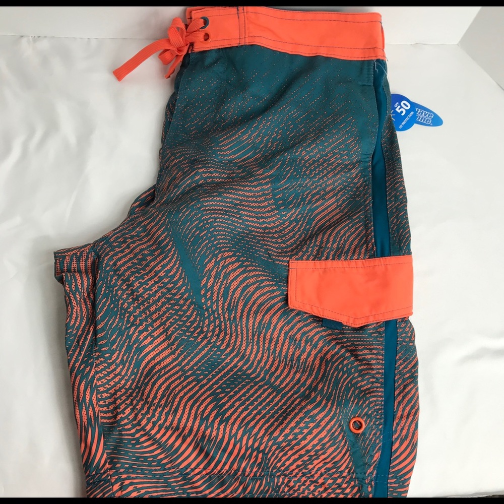 NEW Wave Zone Cargo Swim Trunk Sz XL Green/Orange
